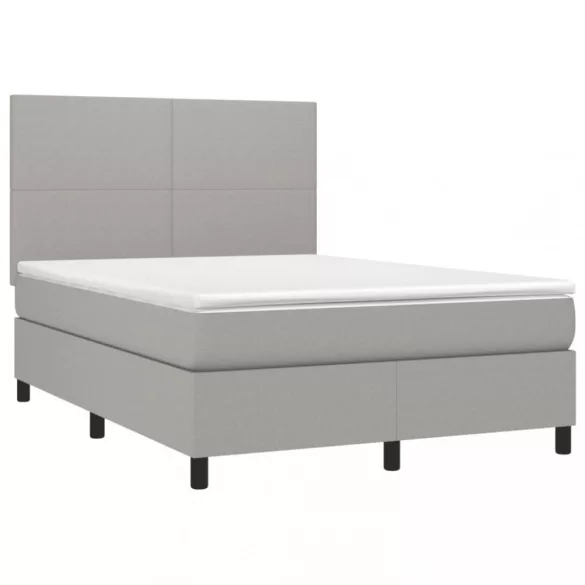 sötétszürke szövet rugós és LED-es ágy matraccal 140x190 cm
