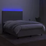 sötétszürke szövet rugós és LED-es ágy matraccal 140x190 cm
