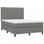 sötétszürke szövet rugós és LED-es ágy matraccal 140x190 cm