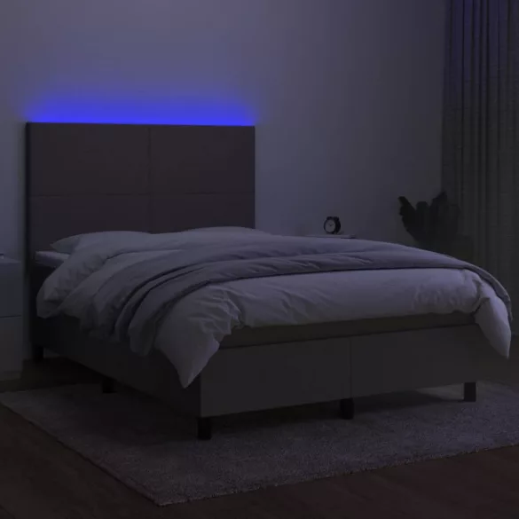 tópszínű szövet rugós és LED-es ágy matraccal 140x190cm