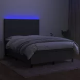 sötétszürke szövet rugós és LED-es ágy matraccal 140x200 cm