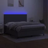 sötétszürke szövet rugós és LED-es ágy matraccal 160x200 cm
