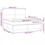 sötétszürke szövet rugós és LED-es ágy matraccal 160x200 cm