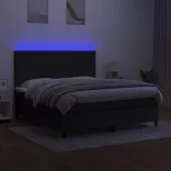 fekete szövet rugós és LED-es ágy matraccal 180 x 200 cm