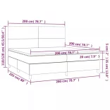 sötétszürke szövet rugós és LED-es ágy matraccal 200x200 cm