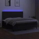 fekete szövet rugós és LED-es ágy matraccal 200x200 cm
