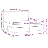 fekete szövet rugós és LED-es ágy matraccal 200x200 cm