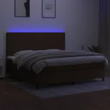 barna szövet rugós és LED-es ágy matraccal 200x200 cm