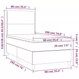 fekete szövet rugós és LED-es ágy matraccal 90x190 cm