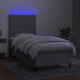 világosszürke szövet rugós és LED-es ágy matraccal 100x200 cm