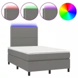 sötétszürke szövet rugós és LED-es ágy matraccal 120 x 200 cm