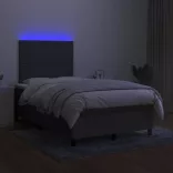 sötétszürke szövet rugós és LED-es ágy matraccal 120 x 200 cm
