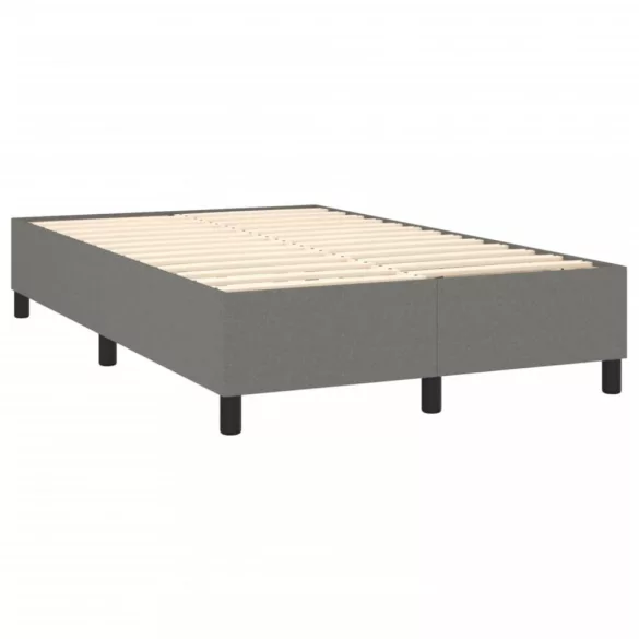 sötétszürke szövet rugós és LED-es ágy matraccal 120 x 200 cm