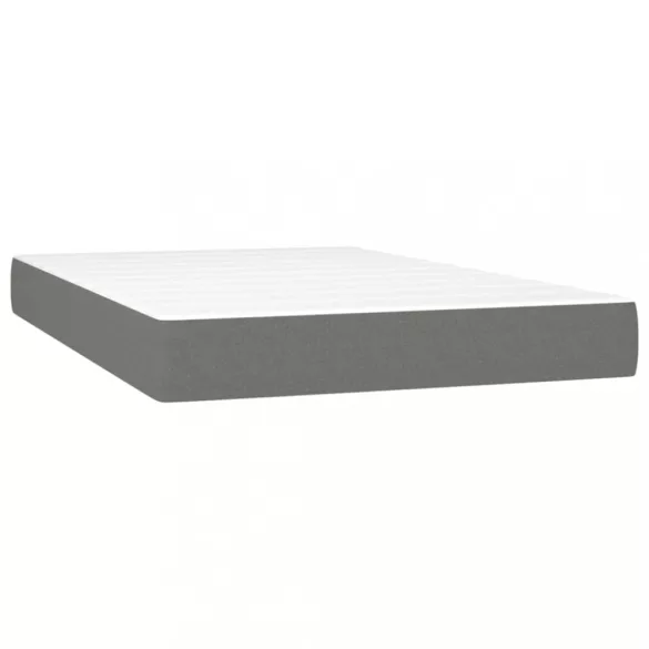 sötétszürke szövet rugós és LED-es ágy matraccal 120 x 200 cm