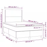 sötétszürke szövet rugós és LED-es ágy matraccal 120 x 200 cm