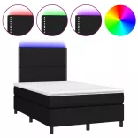 fekete szövet rugós és LED-es ágy matraccal 120 x 200 cm
