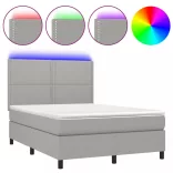 sötétszürke szövet rugós és LED-es ágy matraccal 140x190 cm