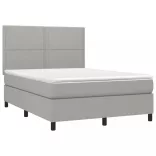 sötétszürke szövet rugós és LED-es ágy matraccal 140x190 cm