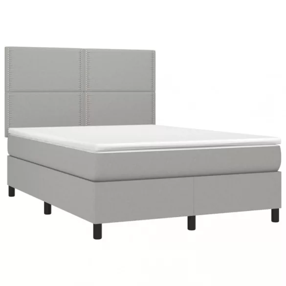 sötétszürke szövet rugós és LED-es ágy matraccal 140x190 cm