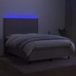 sötétszürke szövet rugós és LED-es ágy matraccal 140x190 cm