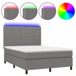 sötétszürke szövet rugós és LED-es ágy matraccal 140x190 cm