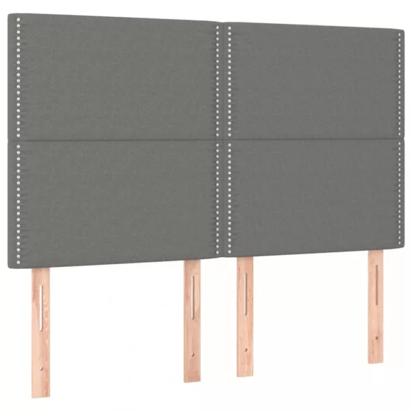 sötétszürke szövet rugós és LED-es ágy matraccal 140x190 cm