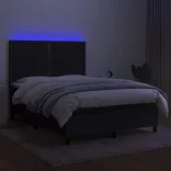 fekete szövet rugós és LED-es ágy matraccal 140x190 cm