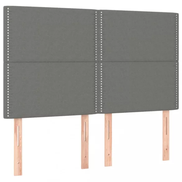 sötétszürke szövet rugós és LED-es ágy matraccal 140x200 cm