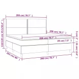 sötétszürke szövet rugós és LED-es ágy matraccal 200x200 cm