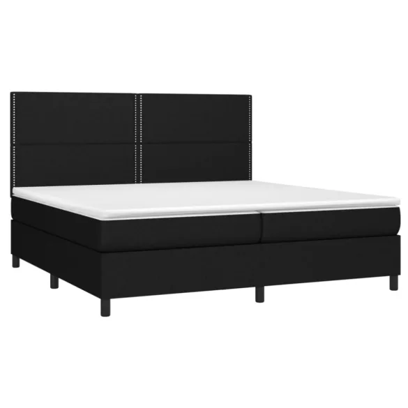 fekete szövet rugós és LED-es ágy matraccal 200x200 cm
