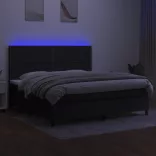 fekete szövet rugós és LED-es ágy matraccal 200x200 cm