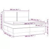 fekete szövet rugós és LED-es ágy matraccal 200x200 cm