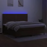 barna szövet rugós és LED-es ágy matraccal 200x200 cm