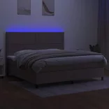 tópszínű szövet rugós és LED-es ágy matraccal 200 x 200 cm