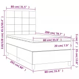 sötétszürke szövet rugós és LED-es ágy matraccal 80 x 200 cm