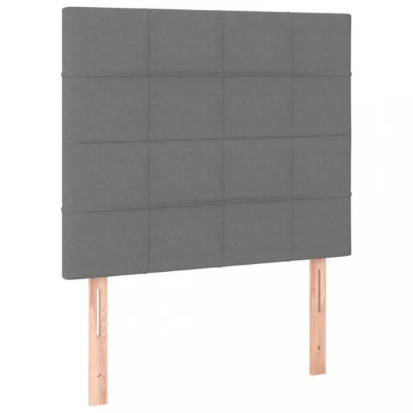 sötétszürke szövet rugós és LED-es ágy matraccal 90x190 cm