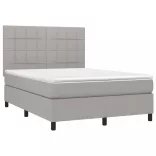 sötétszürke szövet rugós és LED-es ágy matraccal 140x190 cm
