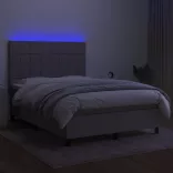 sötétszürke szövet rugós és LED-es ágy matraccal 140x190 cm