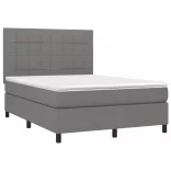 sötétszürke szövet rugós és LED-es ágy matraccal 140x190 cm