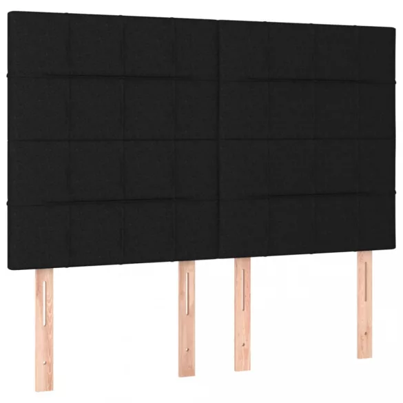 fekete szövet rugós és LED-es ágy matraccal 140x200 cm