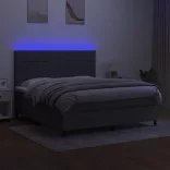 sötétszürke szövet rugós és LED-es ágy matraccal 160x200 cm