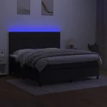 fekete szövet rugós és LED-es ágy matraccal 160x200 cm