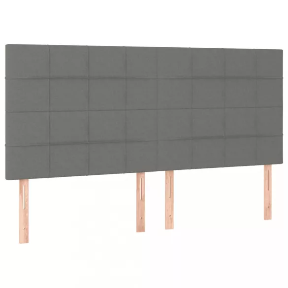 sötétszürke szövet rugós és LED-es ágy matraccal 200x200 cm