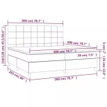 sötétszürke szövet rugós és LED-es ágy matraccal 200x200 cm