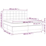 fekete szövet rugós és LED-es ágy matraccal 200x200 cm