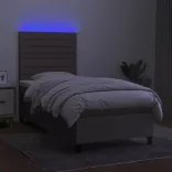 tópszínű szövet rugós és LED-es ágy matraccal 80 x 200 cm