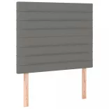 sötétszürke szövet rugós és LED-es ágy matraccal 90x190 cm