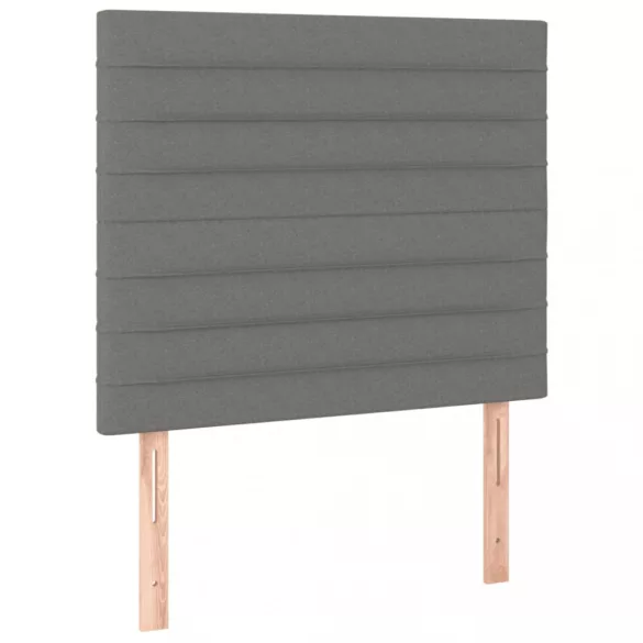 sötétszürke szövet rugós és LED-es ágy matraccal 90x200 cm