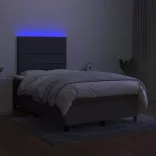 sötétszürke szövet rugós és LED-es ágy matraccal 120 x 200 cm
