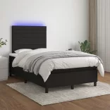 fekete szövet rugós és LED-es ágy matraccal 120 x 200 cm